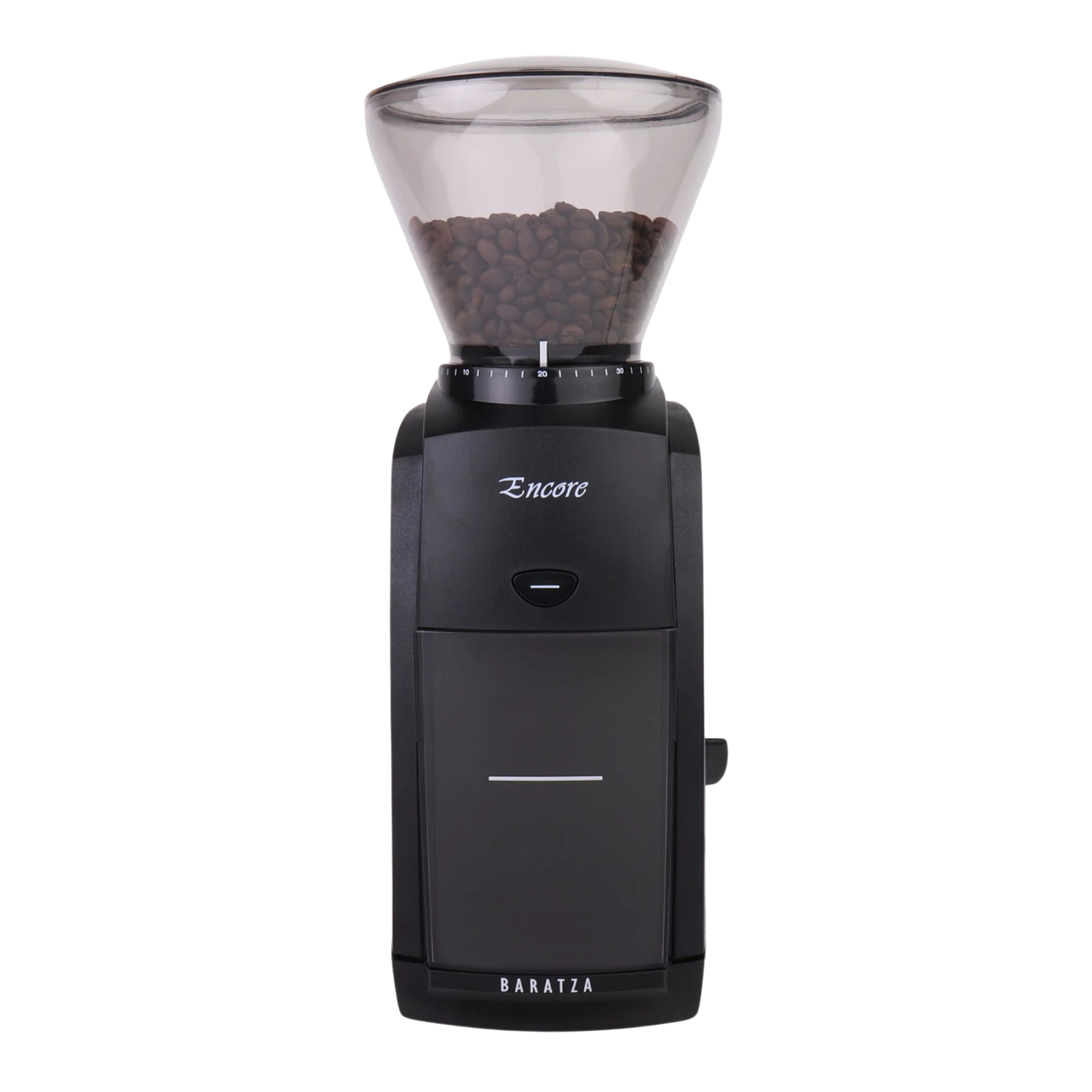 Front view of Baratza Encore Grinder in black